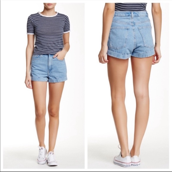 American Apparel High Rise Cuffed Jean Shorts - Picture 8 of 9